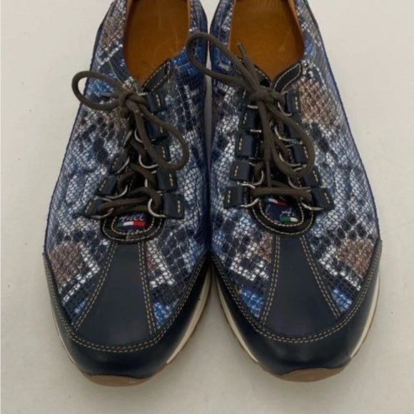 Men's Blue Patterned Sneakers - Picture 2 of 7